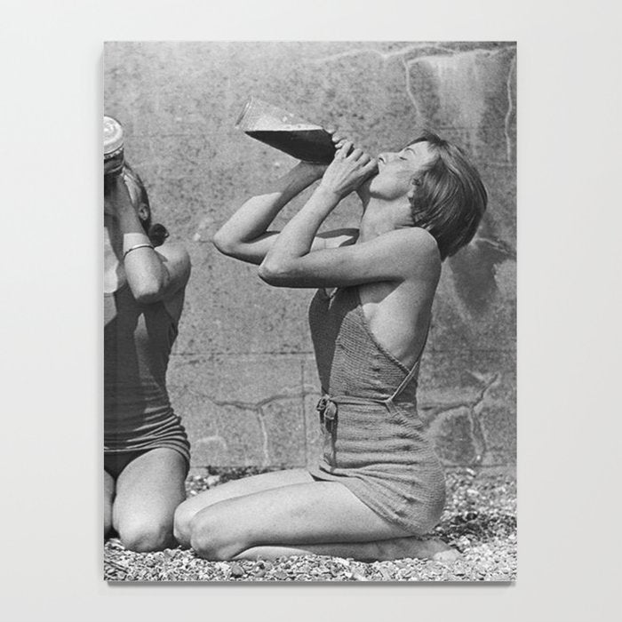 What the girls drink when the guys aren't looking - three girlfriends drinking at the beach black and white photograph Notebook Gallery Image 4
