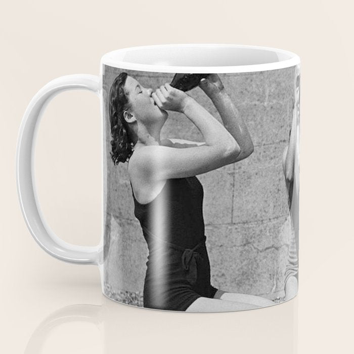 What the girls drink when the guys aren't looking - three girlfriends drinking at the beach black and white photograph Coffee Mug Gallery Image 3