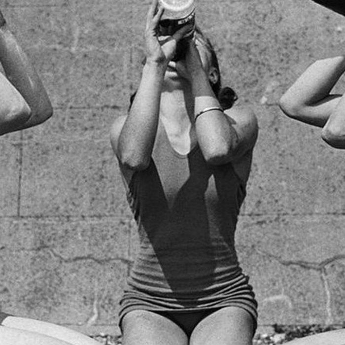 What the girls drink when the guys aren't looking - three girlfriends drinking at the beach black and white photograph Coffee Mug Gallery Image 2