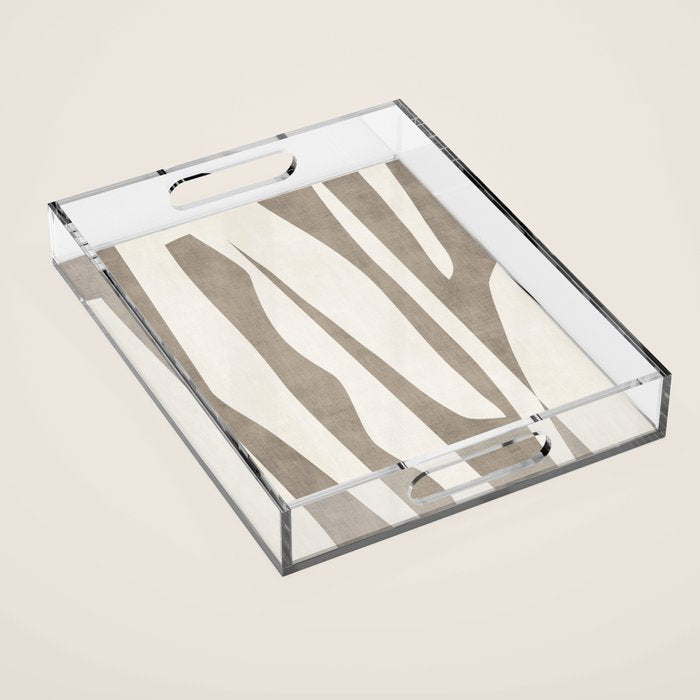 Minimalist Neutral Beige Cream Abstract  Acrylic Tray Gallery Image 1