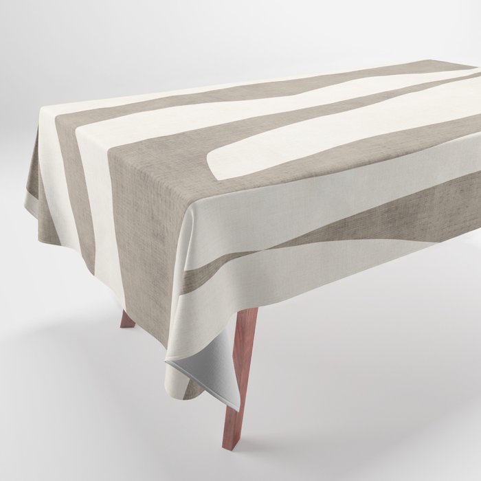 Minimalist Neutral Beige Cream Abstract  Tablecloth Gallery Image 1