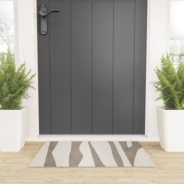 Minimalist Neutral Beige Cream Abstract  Welcome Mat Gallery Image 3