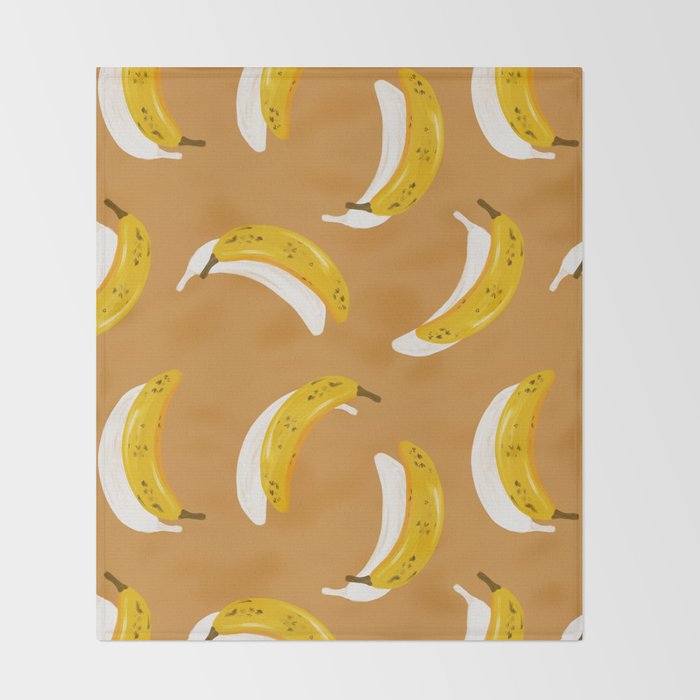 Banana Pattern - Ochre Throw Blanket Gallery Image 2