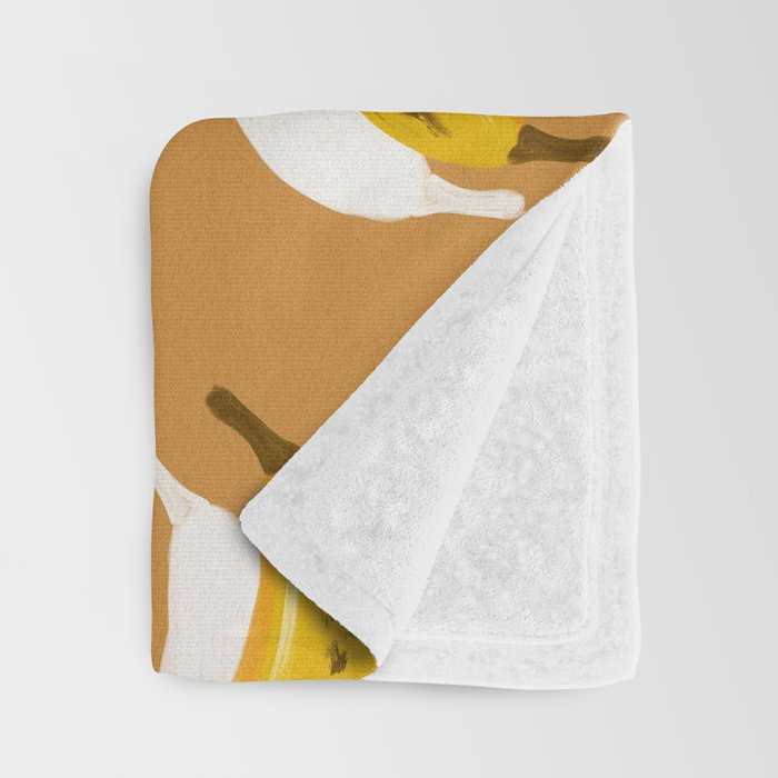 Banana Pattern - Ochre Throw Blanket Gallery Image 3