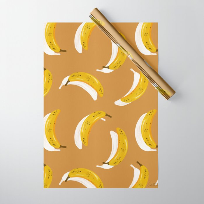 Banana Pattern - Ochre Wrapping Paper Gallery Image 1