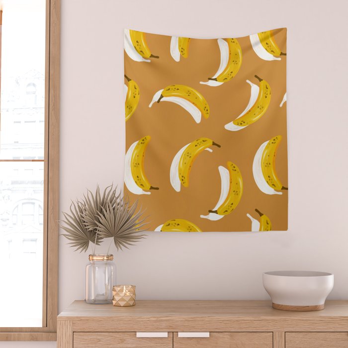 Banana Pattern - Ochre Wall Tapestry Gallery Image 2