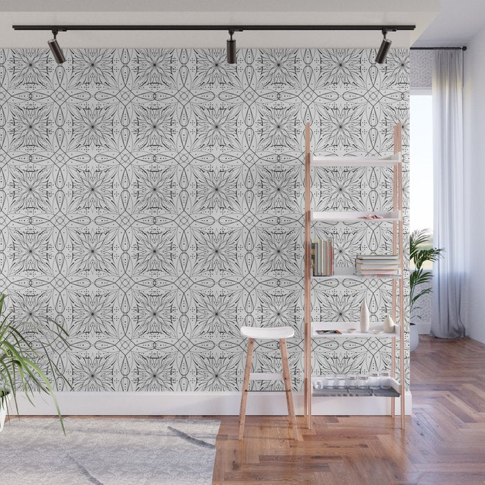 BW starry abstract mosaic B Wall Mural Gallery Image 1