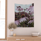 Coneflowers x flower botanical photograph Wall Tapestry Gallery Image 2