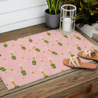 Champagne Bottles Pink Outdoor Rug Gallery Image 2