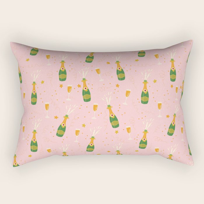 Champagne Bottles Pink Rectangular Pillow Gallery Image 1