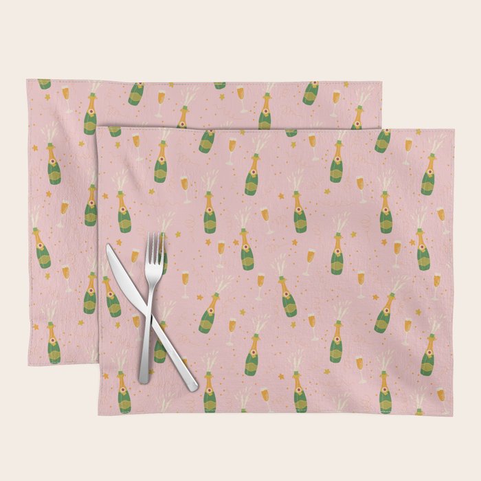 Champagne Bottles Pink Placemat Gallery Image 1