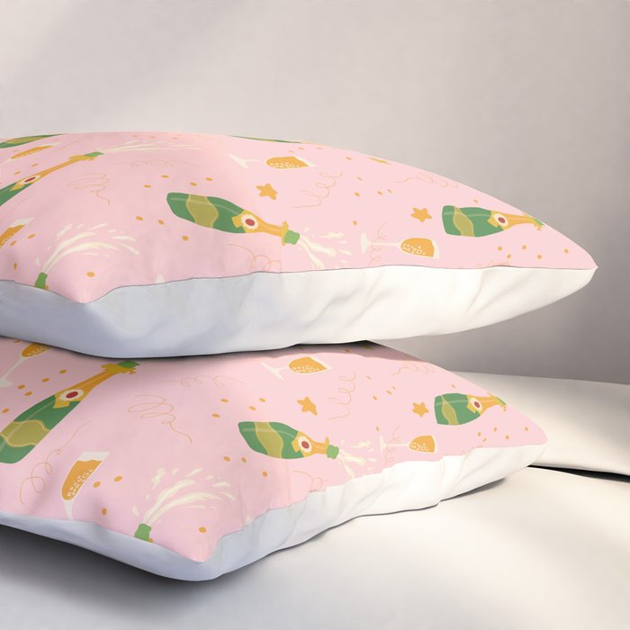 Champagne Bottles Pink Pillow Sham Gallery Image 3