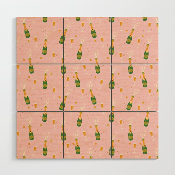 Champagne Bottles Pink Wood Wall Art Gallery Image 1