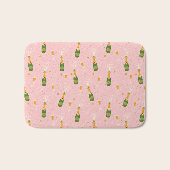 Champagne Bottles Pink Bath Mat Gallery Image 1
