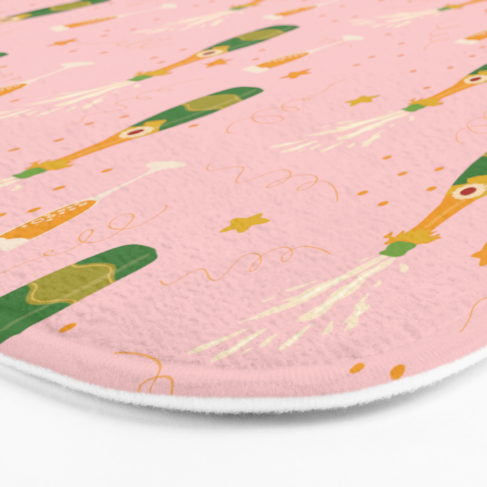 Champagne Bottles Pink Bath Mat Gallery Image 3