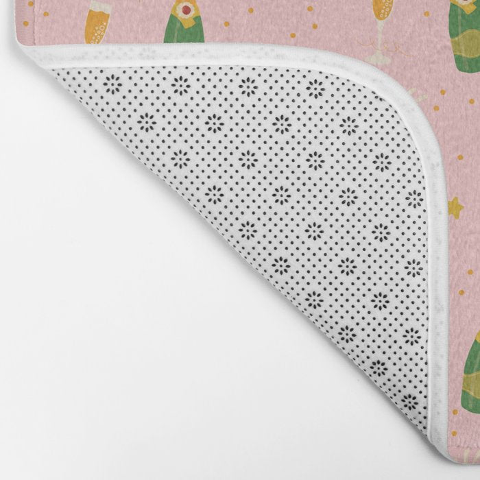Champagne Bottles Pink Bath Mat Gallery Image 2