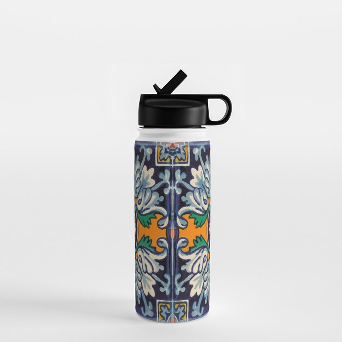 Mandala mexican talavera tile ceramic mosaic Water Bottle Gallery Image 1