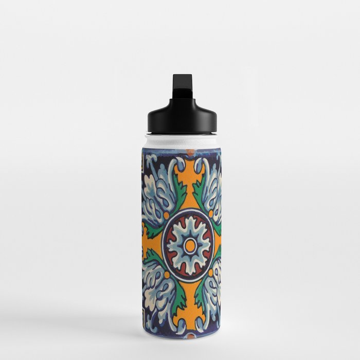 Mandala mexican talavera tile ceramic mosaic Water Bottle Gallery Image 3