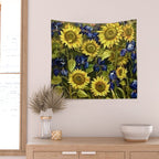 Sunflowers & Blue Irises by Vincent van Gogh Wall Tapestry Gallery Image 2