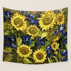 Sunflowers & Blue Irises by Vincent van Gogh Wall Tapestry Gallery Image 4