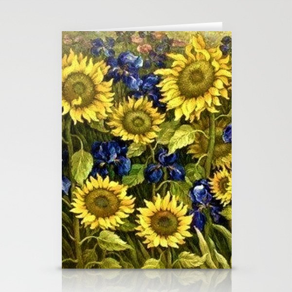 Sunflowers & Blue Irises by Vincent van Gogh Stationery Card Gallery Image 2