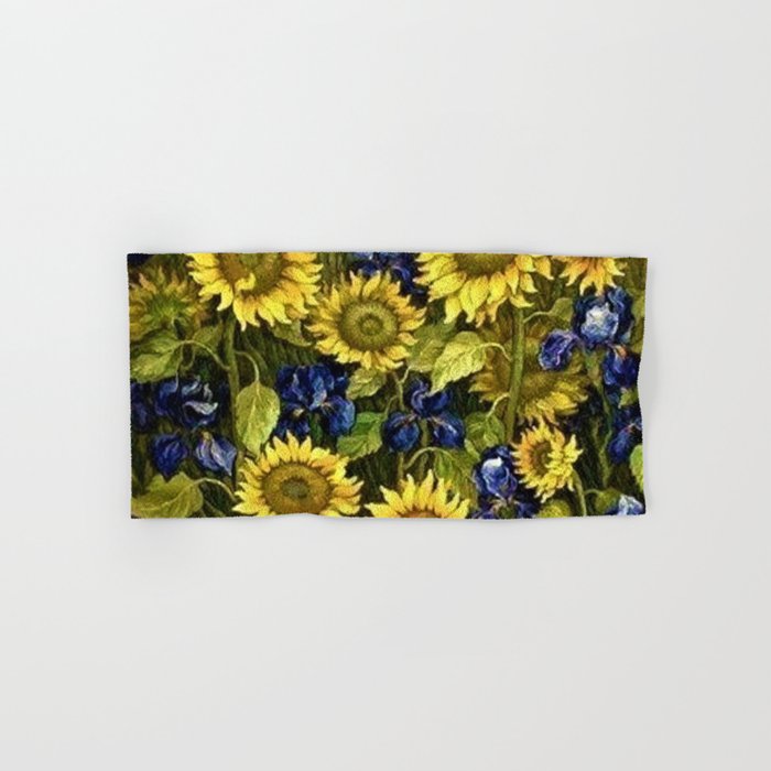 Sunflowers & Blue Irises by Vincent van Gogh Towels Gallery Image 1