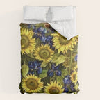Sunflowers & Blue Irises by Vincent van Gogh Duvet Cover Gallery Image 6