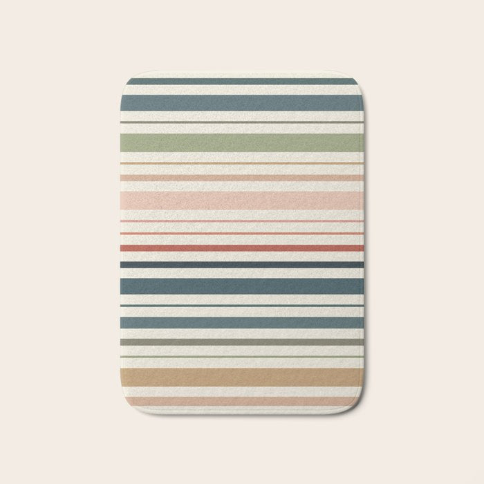 Green Boho Stripes Bath Mat Gallery Image 1