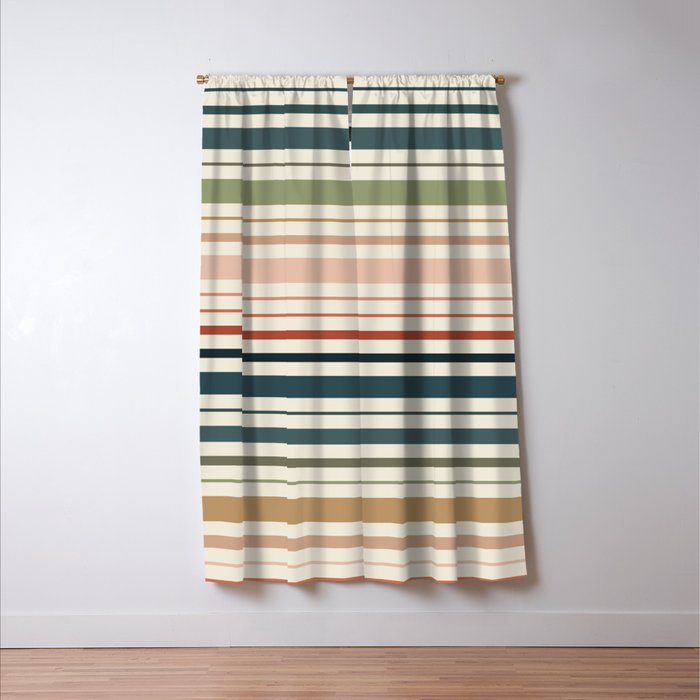 Green Boho Stripes Window Curtain Gallery Image 3