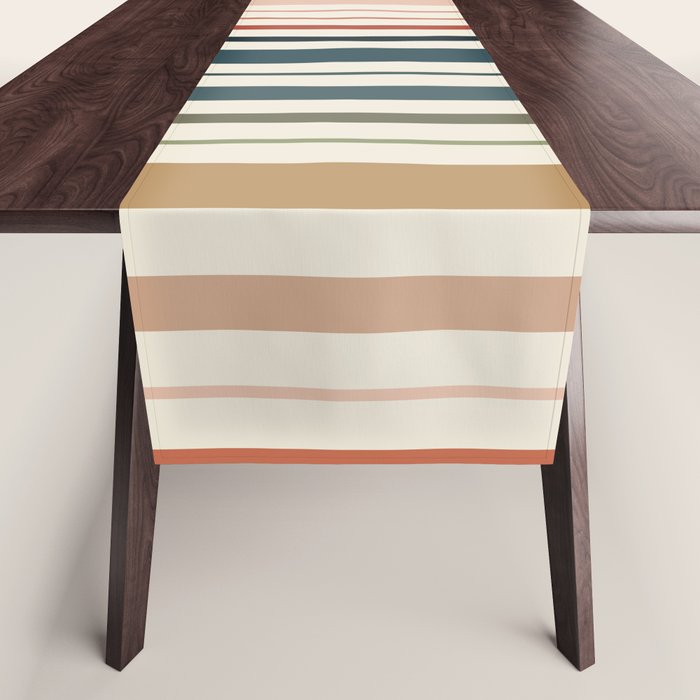 Green Boho Stripes Table Runner Gallery Image 1