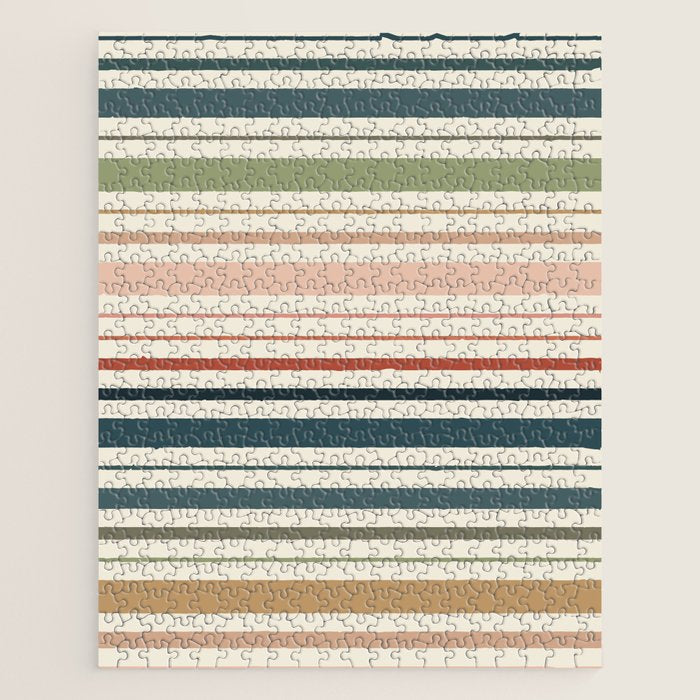 Green Boho Stripes Jigsaw Puzzle Gallery Image 1
