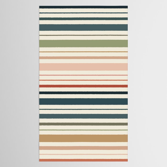 Green Boho Stripes Tablecloth Gallery Image 2