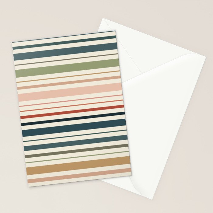 Green Boho Stripes Stationery Card Gallery Image 2