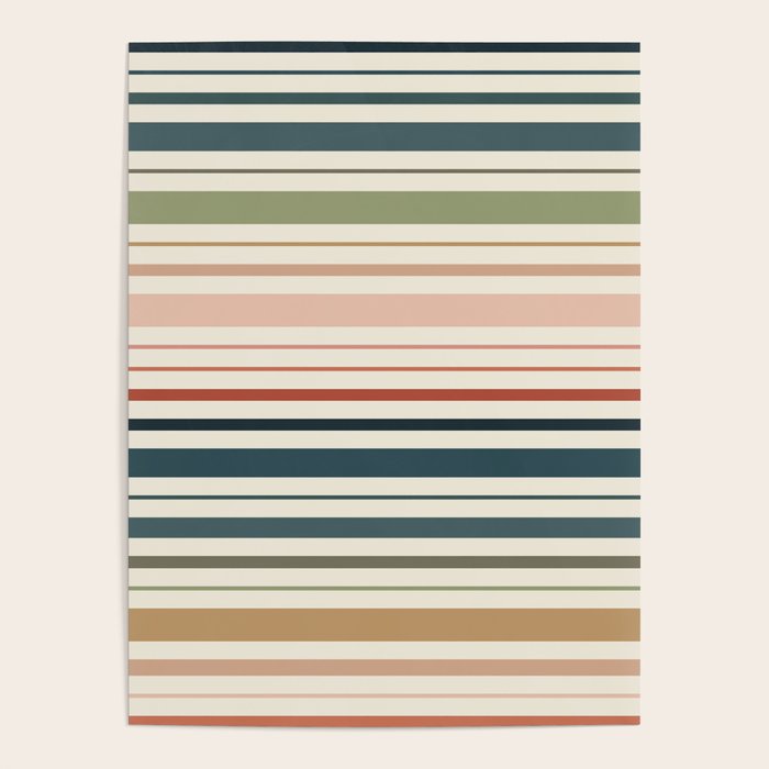 Green Boho Stripes Poster Gallery Image 1