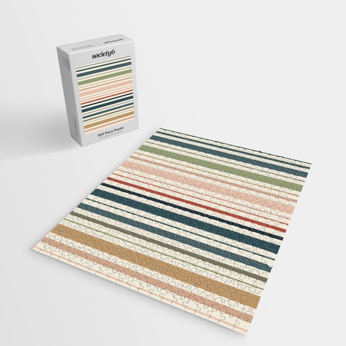 Green Boho Stripes Jigsaw Puzzle Gallery Image 2