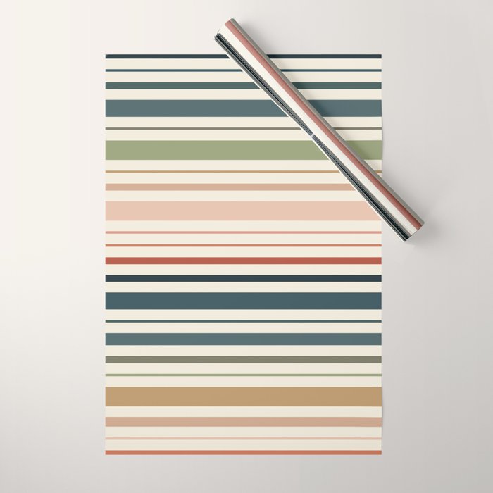 Green Boho Stripes Wrapping Paper Gallery Image 1