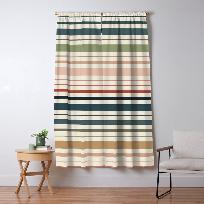 Green Boho Stripes Window Curtain Gallery Image 5