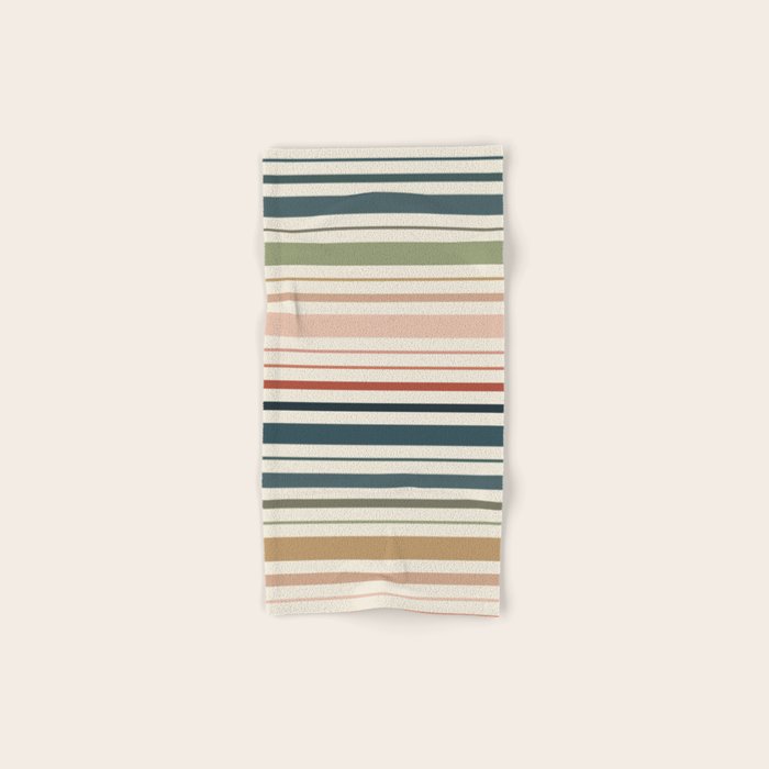 Green Boho Stripes Bath Towel Gallery Image 1