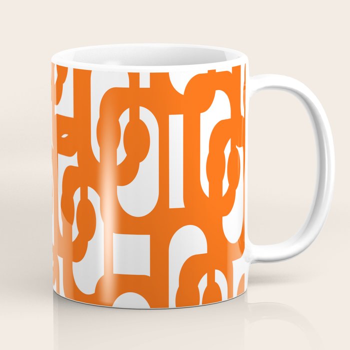 Mid Century Modern Orange Loops Abstract Pattern on White Coffee Mug Gallery Image 1
