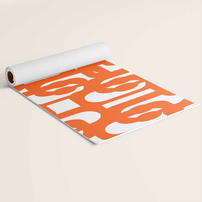 Mid Century Modern Orange Loops Abstract Pattern on White Yoga Mat Gallery Image 2