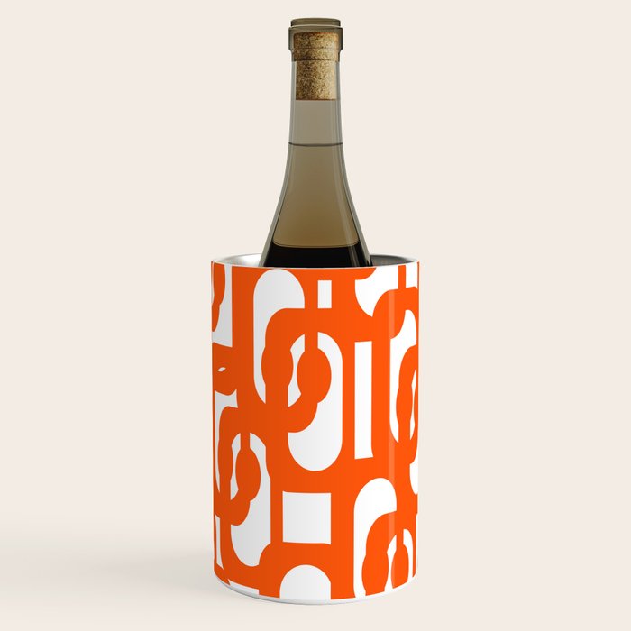 Mid Century Modern Orange Loops Abstract Pattern on White Wine Chiller Gallery Image 3