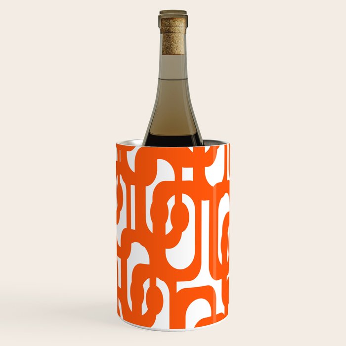 Mid Century Modern Orange Loops Abstract Pattern on White Wine Chiller Gallery Image 2