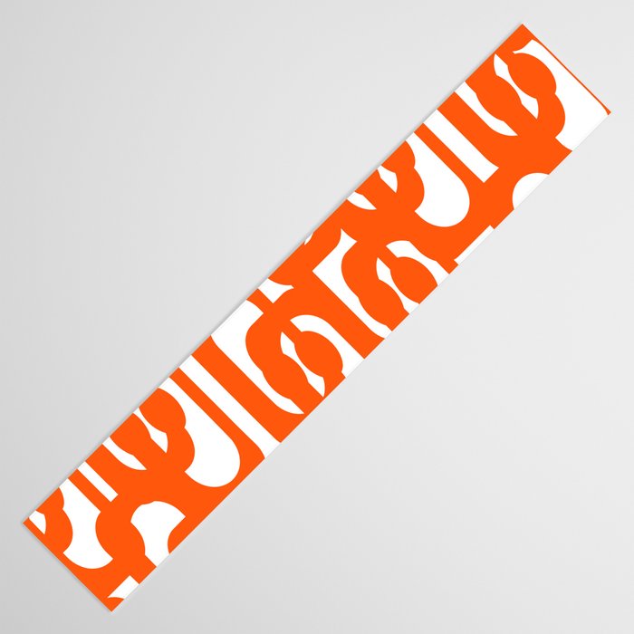 Mid Century Modern Orange Loops Abstract Pattern on White Table Runner Gallery Image 3