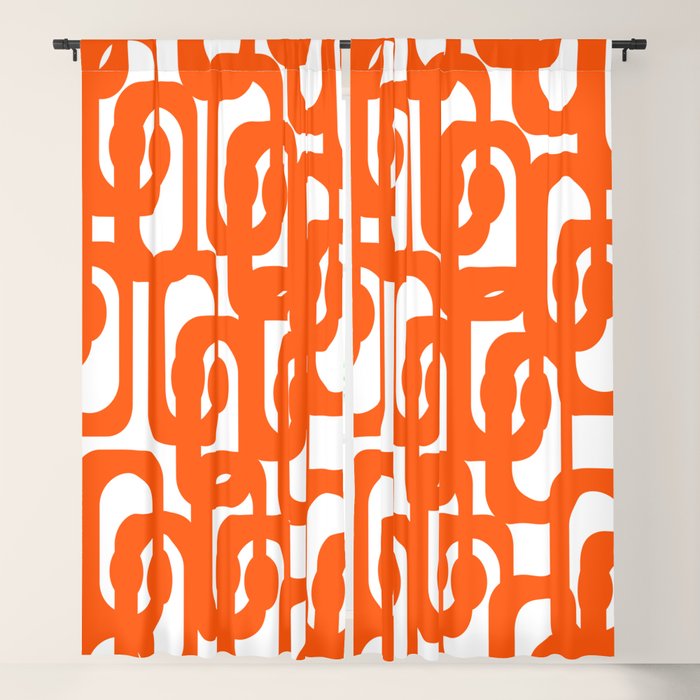 Mid Century Modern Orange Loops Abstract Pattern on White Window Curtain Gallery Image 5