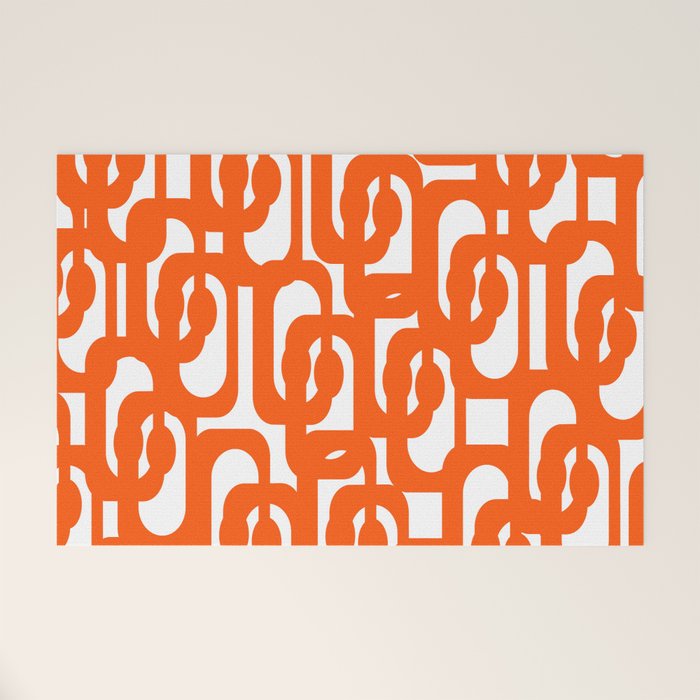Mid Century Modern Orange Loops Abstract Pattern on White Welcome Mat Gallery Image 1