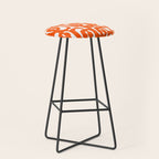 Mid Century Modern Orange Loops Abstract Pattern on White Stool Gallery Image 1