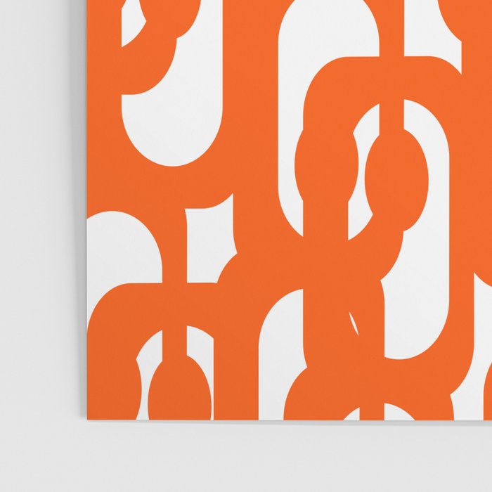Mid Century Modern Orange Loops Abstract Pattern on White Poster Gallery Image 3