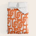 Mid Century Modern Orange Loops Abstract Pattern on White Comforter Gallery Image 6
