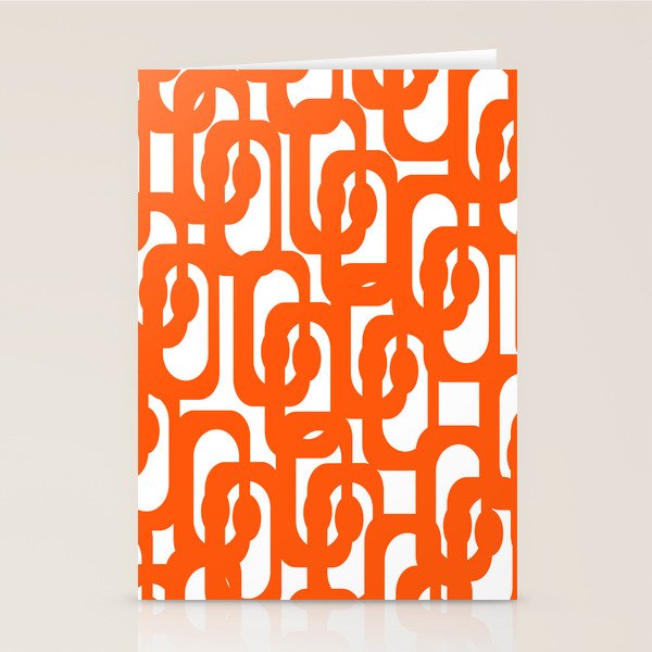 Mid Century Modern Orange Loops Abstract Pattern on White Stationery Card Gallery Image 1