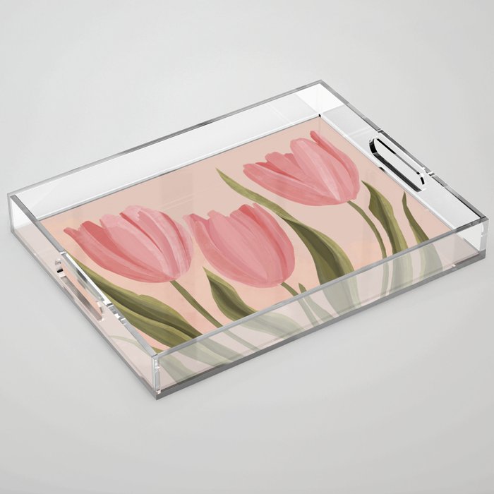Pink tulips Acrylic Tray Gallery Image 1